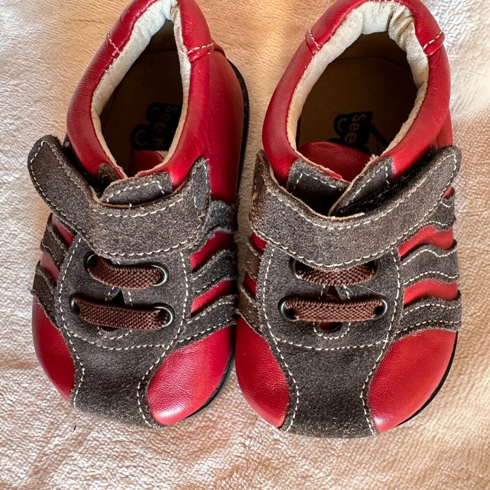 See Kai Run Leather Shoes Baby Size 3 Red Brown EUC